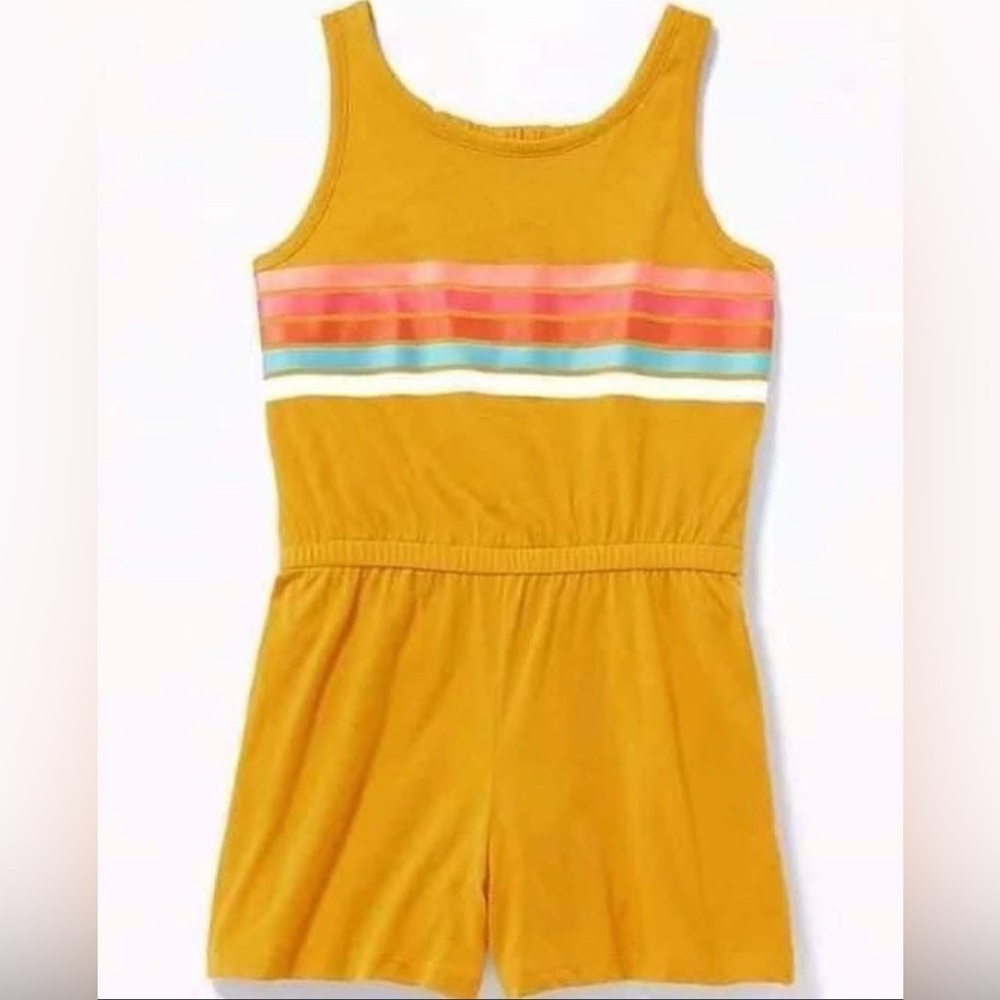 Old Navy Kids Mustard Yellow Striped Shorts Romper